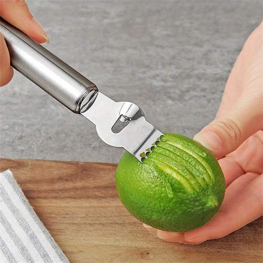 1pc Lemon Zester Grater Stainless Steel Peeler Kitchen Stuff Kitchen Accessories Kitchen Gadgets,Vegetable Fruit Tools,Kitchen Items,Cutter,Food,Salad,Decor,Storage,Party,Birthday. - Stainless Steel - View 1