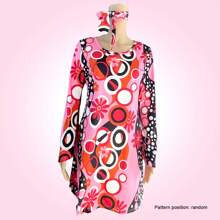 5pcs Women Hippie Dress Set With Headband, Necklace And Earrings For Girls And Women(Pattern Position Is Random) - Multicolor - View 2