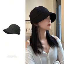 1入女款日式文學桶帽，四季適用，韓版女士防曬帽，帶馬尾洞休閒款 - 彩色 - 查看 12