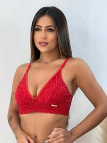 Charme Dela's KIT 3 Sutiã Renda Ultra Conforto Alcinha Decote - Vermelho - Visão 3