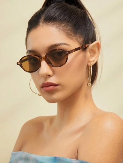 1 Pair Oval Retro Bohemian Style Fashion Glasses, Suitable For Fishing, Travel, Sports, Driving, Beach, Festivals, Vacation, Street, Outdoor Activities, Parties