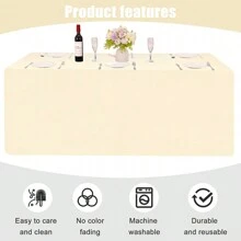 2 Pack Open Back Fitted Rectangle Tablecloths 72 X 30 Inch/96 X 30 Inch, Black Table Clothes For 6/8 Foot Tables, Washable Thick Polyester Fitted Table Cover For Parties, Wedding, Banquet, Trade Show - 米色 - 查看 8