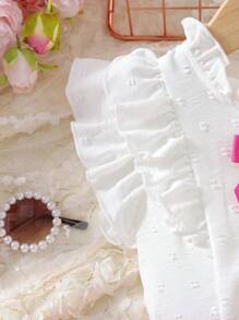 Baby Girl Cute Cap Sleeve Top With Ruffle Trim And Bowknot Shorts Set, Perfect For Parties, Summer - Multicolor - View 4