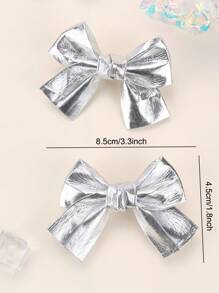 2 Stück Silber Haarschleifen für Mädchen, glänzende Silber Haarclips mit Vollausstattung für Kinder, funkelnde süße Haarspangen mit kurzem Schwanz, Kinder Baby Haarzubehör Liebe Valentinstag