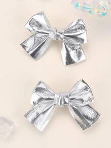 2 Stück Silber Haarschleifen für Mädchen, glänzende Silber Haarclips mit Vollausstattung für Kinder, funkelnde süße Haarspangen mit kurzem Schwanz, Kinder Baby Haarzubehör Liebe Valentinstag