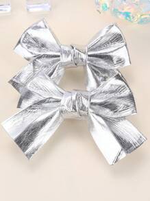 2 Stück Silber Haarschleifen für Mädchen, glänzende Silber Haarclips mit Vollausstattung für Kinder, funkelnde süße Haarspangen mit kurzem Schwanz, Kinder Baby Haarzubehör Liebe Valentinstag