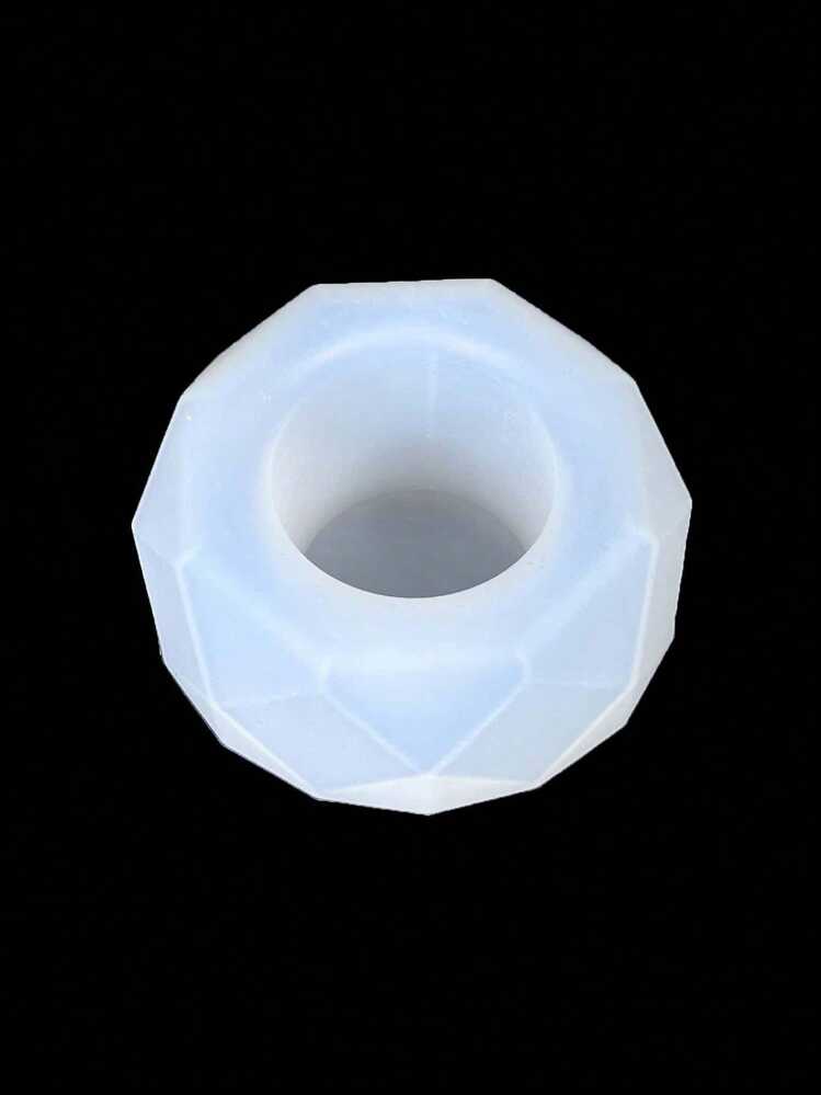 Molde de silicona DIY para hacer maceteros facetados con piedras preciosas suculentas, moldeado de concreto y yeso, cajas de almacenamiento redondas, colada de resina epoxi, elaboración de velas y decoración del hogar - molde de silicona blanco - Añade 4