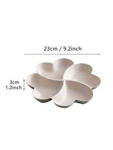 1 Peça Bandeja De Aperitivos, Pratos Divididos Para Servir Batatas Fritas E Molhos Inquebráveis, Prato De Servir Em Forma De Coração Para 4 Compartimentos Para Nozes, Doces, Frutas Secas, Saladas E Lanches - Branco - Visão 3