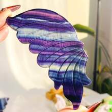 一對天然水晶彩虹螢石石蝴蝶翅膀家用蝴蝶裝飾品天然水晶寶石水晶用於治療。 - 彩色 - 查看 5