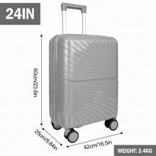Asge Twin-Wheel Hardshell Luggage Set - M-L-XL Sizes For All Your Travels - Silver - View 8