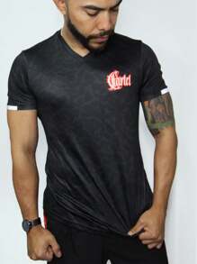 Playera deportiva Cartel Fit para hombre CARTF - Blanco y Negro - Ver 4