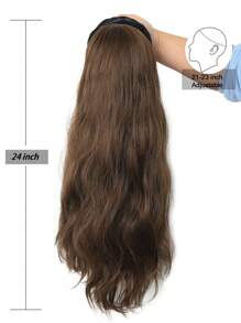 Long Curly Synthetic Hair Extension With Headband - Dark Brown - View 8