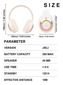 Newest Over-Ear Wireless Headphones With Gradient Running Lights And Stretchable Headband, Compatible With Business And Smart Phones, High Definition Calls And Cool Game Experience. With Usb-C Connection, Foldable Design, Large Ear Muffs And Hifi Bass, Provides Long Battery Life. Cheap And Ideal Gift For Valentine'S Day And New Year. - Beige - View 9