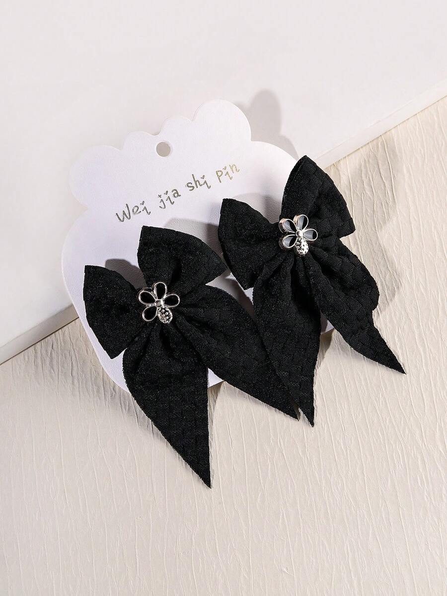 2 Piezas/set Clip De Pelo Para Niños Con Forma De Mariposa - Negro - Ver 1