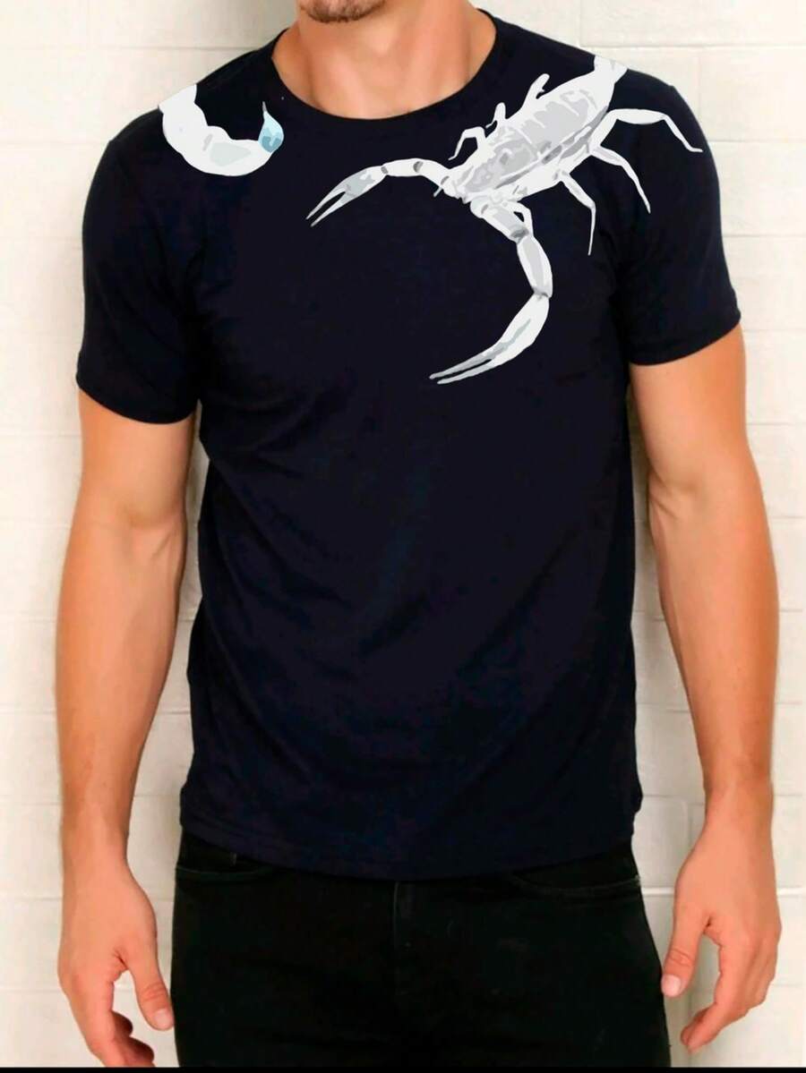 Camiseta camisa Masculina estampada escorpião 02 - Azul Marinho - Visão 1