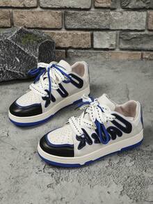 女士復古風格2024新春秋流行平底運動休閒鞋 - 黑色 - 查看 5