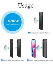 Mini Portable 360° Rotatable Magnetic Phone Holder With F-type Magnetic Car Mount Compatible With iphone, Samsung, Huawei, Xiaomi With Magnet Plate - Black - View 5