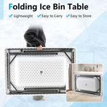 Gymax 4FT Folding Ice Bin Table Outdoor Ice Cooler Table W/ Matching Skirt Party BBQ