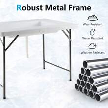 Gymax 4FT Folding Ice Bin Table Outdoor Ice Cooler Table W/ Matching Skirt Party BBQ