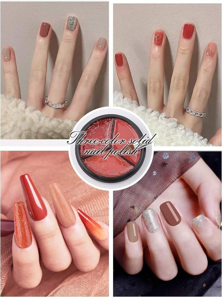 Kalolary Esmaltes Semipermanentes de Uñas, 3 en 1 kit de gel uñas semipermanente en crema sólida con pinceles para uñas, Esmaltes Semipermanentes de Esmaltes Uñas Art para Manicura Diseño de Uñas - B - Multicolor - Ver 1