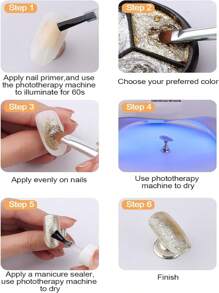 Kalolary Esmaltes Semipermanentes de Uñas, 3 en 1 kit de gel uñas semipermanente en crema sólida con pinceles para uñas, Esmaltes Semipermanentes de Esmaltes Uñas Art para Manicura Diseño de Uñas - B - Multicolor - Ver 7