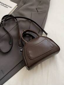 迷你秋冬新款时尚单肩包，新月形马鞍包，女士款 - 咖啡棕 - 查看 5