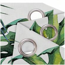 2 件裝棕櫚葉印花窗簾熱帶植物設計窗簾適用於臥室、客廳、廚房,綠色和白色