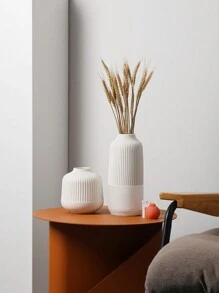 1 件防碎陶瓷塑料花瓶 - 现代简约光泽白色几何轮廓,带纹理哑光细节,不易破碎的桌面装饰,适用于客厅/办公室/画廊,四季单色艺术中心装饰品 - 白色 - 查看 8