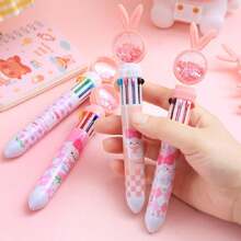1pc Easter Gifts For Children Random Design Kawaii Cartoon Sequin Rabbit Ballpoint Pen 10 Colors Pen Cute Bunny School Office Stationery Multicolor Ball Point Pen,Back To School