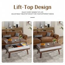 Vongrasig Wood Coffee Table, Lift Top Coffee Tablewith Hidden Compartment, Coffee Table For Living Room Reception Room, 39.4in L - Quả óc chó - Xem 5