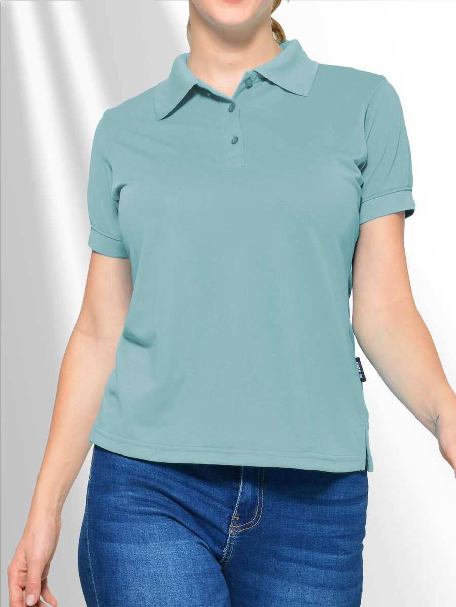 Playera Polo De Mujer Manga Corta - Azul menta - Ver 1