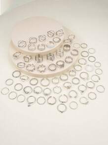 17KM Enkel Metall Geometrisk Fjäril Love Ring Set , Semester Datum Presenter För kvinnor , Daglig Motsvarande - Gult guld - Visa 6