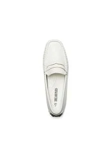 Women's Dressy Casual Slip-On Penny Loafers For Business And Office Wear Comfortable Arch Support Faux Leather Driving Loafer Shoes - 白色 - 查看 9