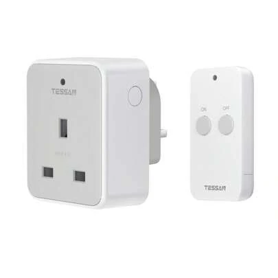 Remote Control Sockets, TESSAN Remote Control Plug Socket, Remote Socket With 30m Operating Range, Programmable Wireless Plug With Remote Control For Household Appliances, 1 Pack Socket And 1 Remote