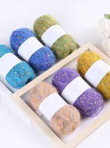 1 sợi len chấm khăn sợi đan, dây dệt kim cầu vồng bóng bàn màu hỗn hợp, 50g, được sử dụng để đan tay tự làm, móc, mũ, áo len, ví, quần áo búp bê, v.v. - màu xám khói - Xem 5