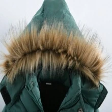 男孩的新外套,男孩時尚冬季寬鬆夾克,拉鍊長大衣,溫暖的毛皮領