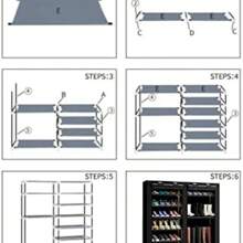 Zapatera Organizador Zapatos 42 Pares Compartimientos Metal - Negro - Ver 7