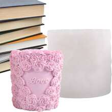 1個愛心矽膠蠟燭模具,手工製作的愛心蠟燭模具,適用於家居臥室裝飾(7.6*7.3cm) - 白色 - 查看 3