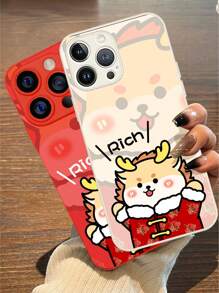 KOOLIFE Floral Coat Cartoon Dragon Pattern Full Coverage Protective Case, Simple And Fashionable Design, Compatible With Apple IPhone 14, 14 Pro, 15, 15 Pro Max, 14 Pro Max - Flower Jacket Cartoon Dragon-white - View 6