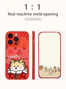 KOOLIFE Floral Coat Cartoon Dragon Pattern Full Coverage Protective Case, Simple And Fashionable Design, Compatible With Apple IPhone 14, 14 Pro, 15, 15 Pro Max, 14 Pro Max - Flower Jacket Cartoon Dragon-white - View 2