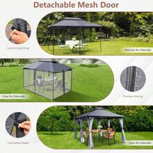 3.6 X 2.6 M Gazebo, Garden Pavilion, Water And Sun Protection, Garden Tent, Party Tent, With Removable Mesh Cover, Suitable For Party, Barbecue, Picnic, Wedding (Gray) - 灰色 - 查看 2
