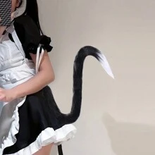 1pc Plush Multicolor Long Cat Tail For Lolita Cat Maid Costume, Party, Cosplay, Anime - Black - View 6