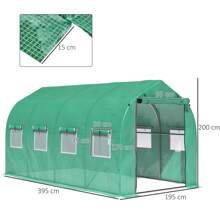 Outsunny Polytunnel Greenhouse With Windows And Door, Walk In Greenhouse For Garden, Backyard (4 X 2 M) - Green - View 7