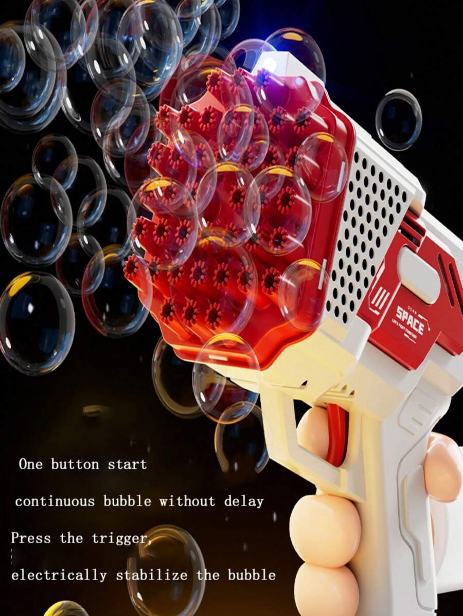 40Hole Handheld Space Bubble Gun Rocket Launcher Bubble Blower For Kids, Without Battery And