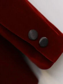 Young Boy Velvet Suit Jacket Green Collar Formal Blazer Spring - Burgundy - View 6