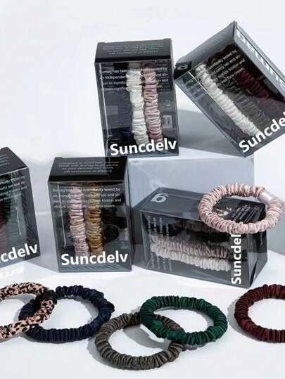 3PCS Box 100% Natural Silk Solid Color Hair Ties Hair Scrunchies Women 6ASilk Hair Ties Hair Accessories Casual,Ponytail,Hair Elastics,Hair Rope, Hair Bobbles