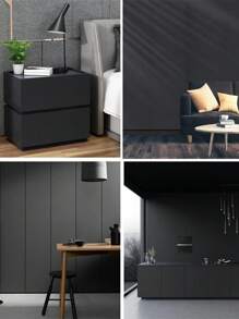 1 Roll Black Matte Self-Adhesive Wallpaper, Removable Vinyl Film, Suitable For Decorating Desktops, Walls, Furniture, Countertops, Cabinets - Black - View 4