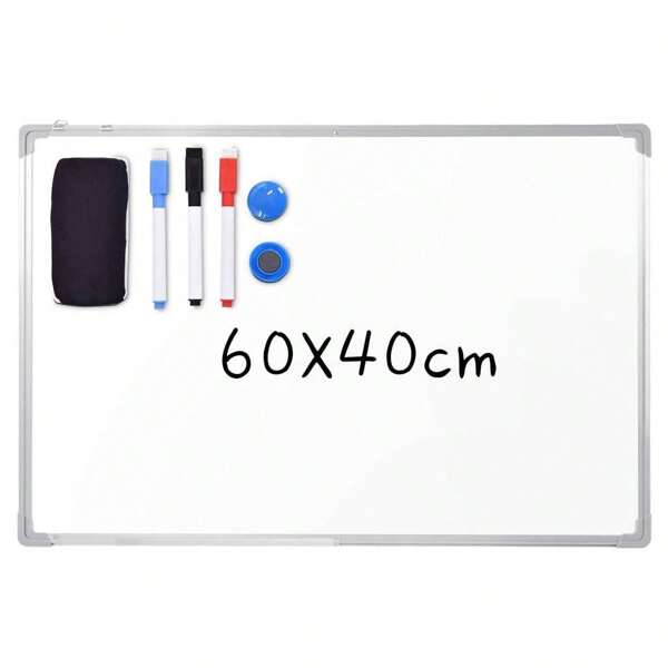 Whiteboard Testsieger beschreibbar, Magnettafel Magnetwand mit Aluminium-Rahmen und Stiftablage, weiß, Größen wählbar (60 x 40 cm)