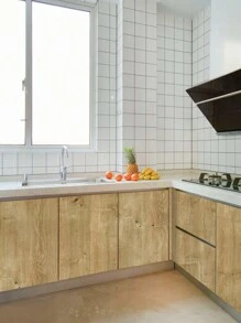 1卷聯繫紙木紋壁紙,磨損木紋聯繫紙,鄉村風格剝離並貼壁紙,防水自粘式壁紙,可拆卸木紋壁紙卷,棕色