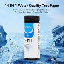 14合1水質測試試紙,適用於多種水池,檢測氯、ph值、鹼度、硬度,適用於飲用水、游泳池、溫泉、池塘、水族箱、工業水質 - 白色 - 查看 5